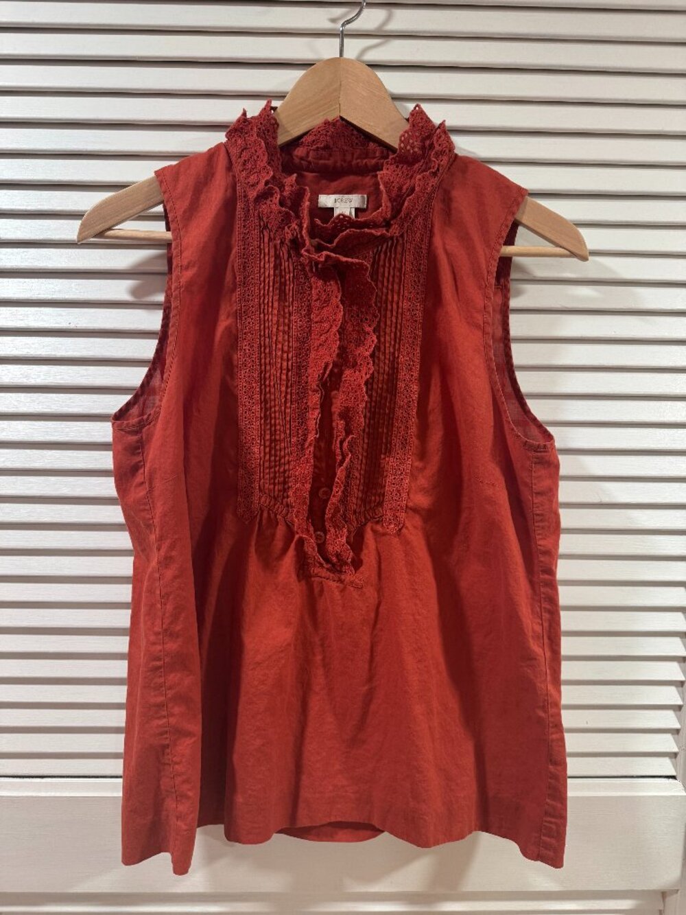 J.Crew Sleeveless Ruffle Top – Burnt Orange – Size Large